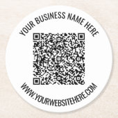 QR-Code und Beruflicher Text Personalisiert Runder Pappuntersetzer (Vorderseite)