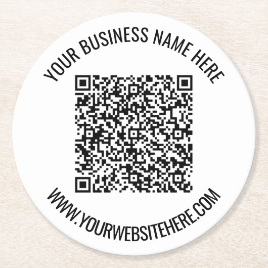 QR-Code und Beruflicher Text Personalisiert Runder Pappuntersetzer (Vorderseite)