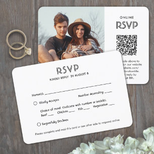 QR-Code und Essensoptionen Chic Einfache Foto-Hoch RSVP Karte