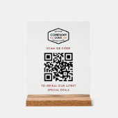QR-Code und Firmenlogo Minimalistisch Acrylschild (Vorderseite)