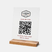 QR-Code und Firmenlogo Minimalistisch Acrylschild (Winkel)