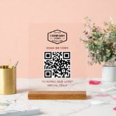 QR-Code und Firmenlogo Minimalistisch Acrylschild (Hochzeit)
