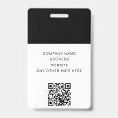 QR-Code und Firmenlogo Schwarzes Foto Mitarbeiter- Ausweis (Rückseite)