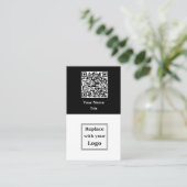 QR-Code und Firmenlogo Visitenkarten vertikal Visitenkarte (Stehend Vorderseite)