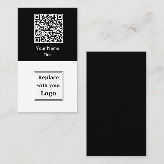 QR-Code und Firmenlogo Visitenkarten vertikal Visitenkarte (Vorne/Hinten)