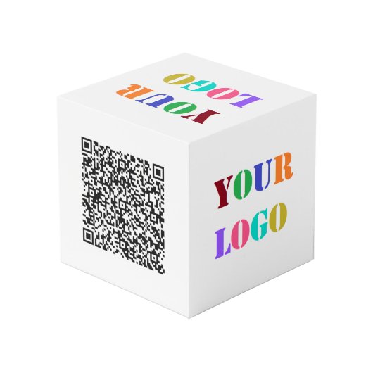 QR-Code und Firmenlogo Werbe-Würfel Beispiel Würfel (Rückseite Schrägansicht)