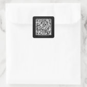 QR-Code und Firmenwebsite Black Quadratischer Aufkleber (Tasche)
