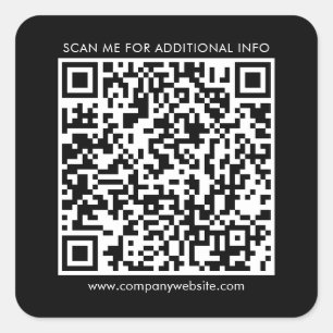 QR-Code und Firmenwebsite Black Quadratischer Aufkleber