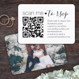 QR-Code und Foto-Hochzeitswebsite Einfache Beilage RSVP Karte