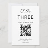 QR-Code und Foto-Tischnummer-Karte für Hochzeiten (Vorderseite)