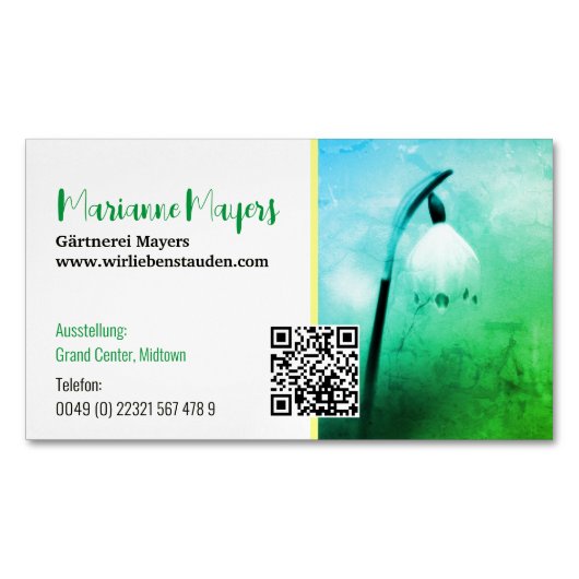 QR-Code und Fotografie Magnetische Visitenkarte (Vorderseite)