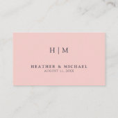 QR-Code und Hochzeitsplatz Blush Pink & Navy Blue  Begleitkarte (Rückseite)