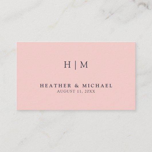 QR-Code und Hochzeitsplatz Blush Pink & Navy Blue Begleitkarte (Rückseite)