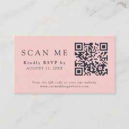 QR-Code und Hochzeitsplatz Blush Pink & Navy Blue  Begleitkarte