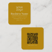 QR-Code und Ihr Logo Retro-Modern Dunkel & Licht G Quadratische Visitenkarte (Vorne/Hinten)