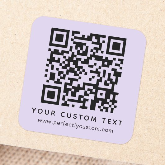 QR-Code und lila benutzerdefinierte Textleuchte Quadratischer Aufkleber