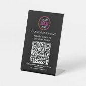QR-Code und Logo-Black Pedestell-Zeichen Sockelschild (Vorderseite)