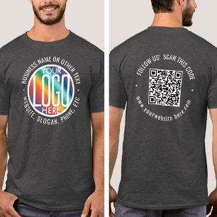 QR-Code und Logo-Geschäft des rückseitig gedruckte T-Shirt