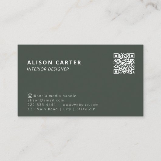 QR-Code und Logo | Grün | Modern | BERUFLICH Visitenkarte (Vorderseite)