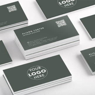 QR-Code und Logo | Grün | Modern | BERUFLICH Visitenkarte