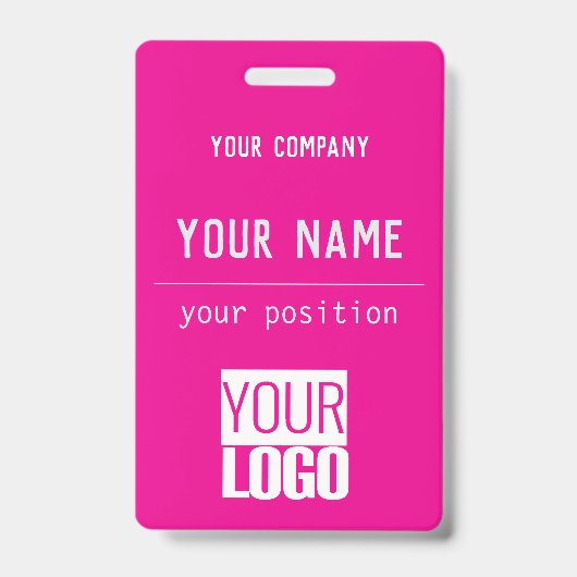 QR-Code und -Logo in heißen Rosa Ausweis (Vorderseite)