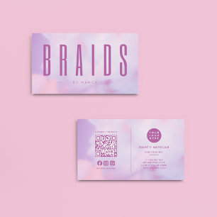 QR-Code und Logo-Lila Holografie Visitenkarte
