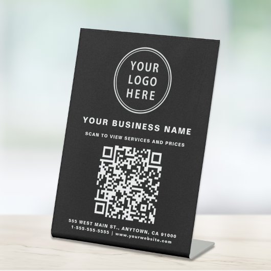 QR-Code und Logo-Schwarz Sockelschild