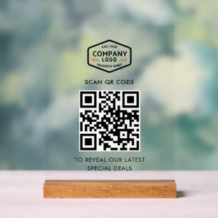 QR-Code und Minimalistische Geschäftslogos Acrylschild