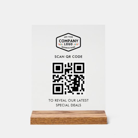 QR-Code und Minimalistische Geschäftslogos Acrylschild (Vorderseite)