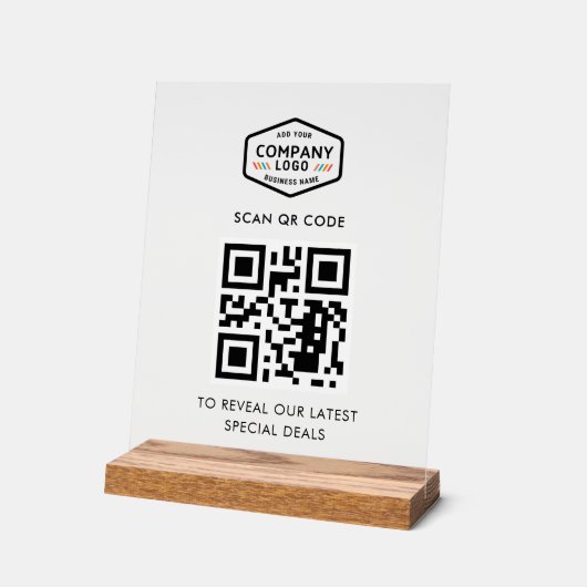 QR-Code und Minimalistische Geschäftslogos Acrylschild (Winkel)