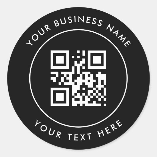 QR-Code und Personalisierter Text Runder Aufkleber (Vorderseite)