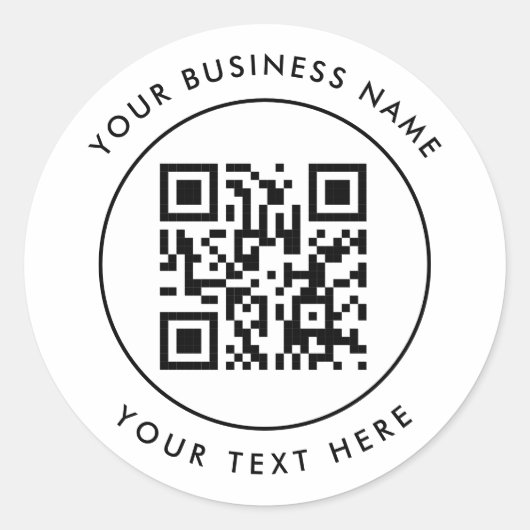 QR-Code und Personalisierter Text Runder Aufkleber (Vorderseite)