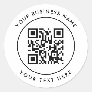 QR-Code und Personalisierter Text Runder Aufkleber