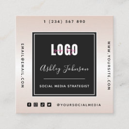 QR-Code und Social Media für metallische Farbkombi Quadratische Visitenkarte