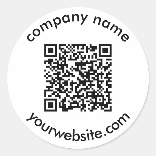 QR-Code und Text ergänzen Ihre eleganten, modernen Runder Aufkleber (Vorderseite)