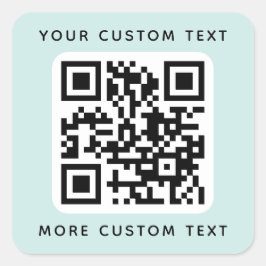 QR-Code und Text oben und unten blau Quadratischer Aufkleber