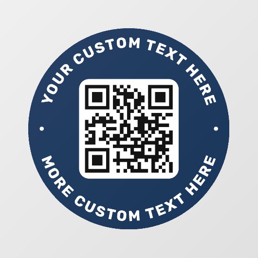 QR-Code und Text oben und unten dunkelblauer Kreis Fensteraufkleber (Blatt)