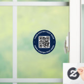 QR-Code und Text oben und unten dunkelblauer Kreis Fensteraufkleber (Zuhause)