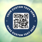 QR-Code und Text oben und unten dunkelblauer Kreis Fensteraufkleber (Blatt 3)