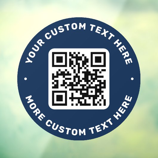 QR-Code und Text oben und unten dunkelblauer Kreis Fensteraufkleber (Blatt 3)