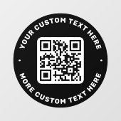 QR-Code und Text oben und unten schwarzer Kreis Fensteraufkleber (Blatt)