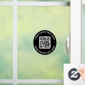QR-Code und Text oben und unten schwarzer Kreis Fensteraufkleber (Zuhause)