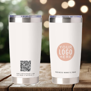 QR-Code und Website für einfaches Business-Logo Thermobecher