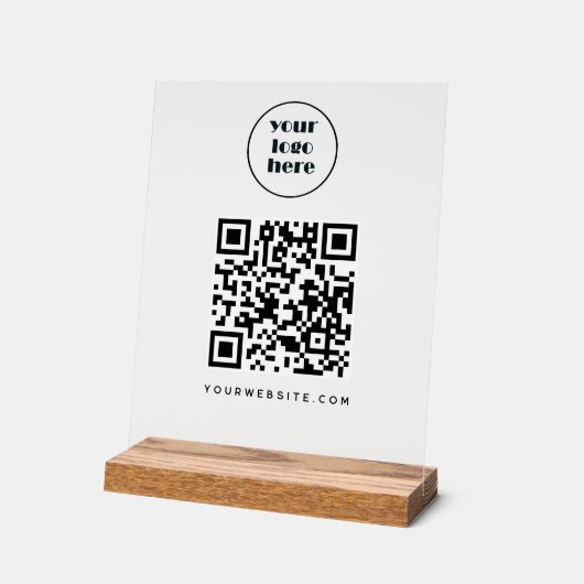 QR-Code und Website | Logo Acrylschild (Winkel)