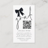 QR-Code-Uni für Black Bow Grad Abschluss Begleitkarte (Vorderseite)