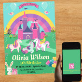 QR Code Unicorns Rainbow Magic Birthday Einladung
