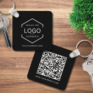 QR-Code Unternehmen Schwarzes Business-Logo Schlüsselanhänger