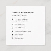 QR-Code | Upload Modern Minimalistisch Simple Whit Quadratische Visitenkarte (Rückseite)