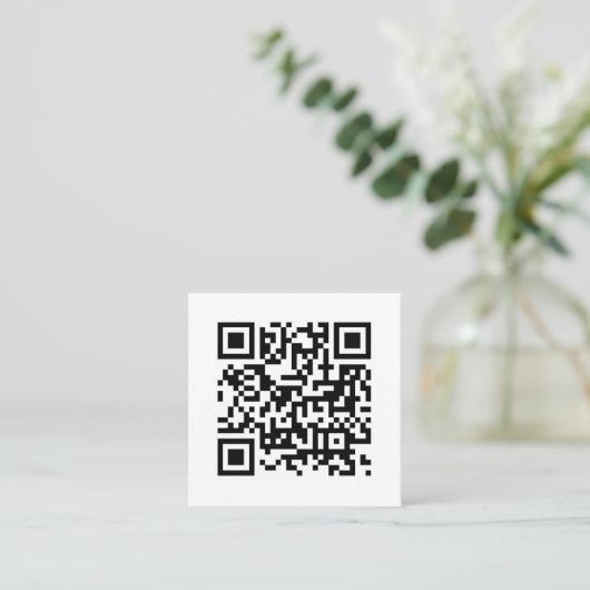 QR-Code | Upload Modern Minimalistisch Simple Whit Quadratische Visitenkarte (Stehend Vorderseite)