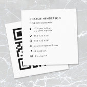 QR-Code | Upload Modern Minimalistisch Simple Whit Quadratische Visitenkarte